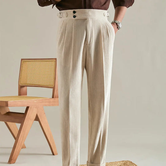 Vintage Corduroy Pants Double Pleats - Old Money Classic