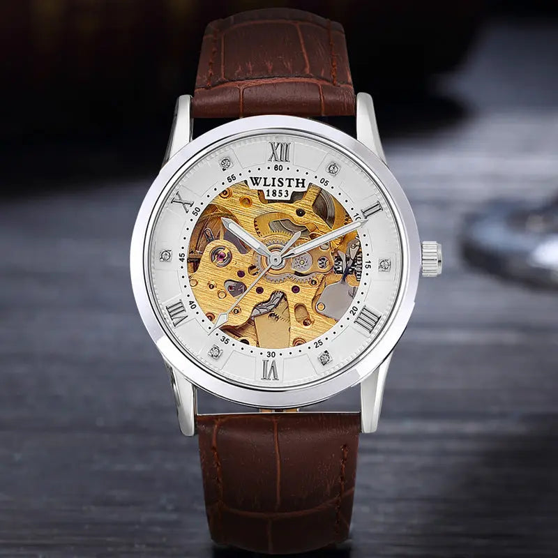 WLISTH 1853 Automatic Mechanical Skeleton Watch Stainless Steel Waterproof - Old Money Classic