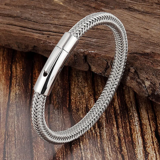 Wire Braided Stainless Steel Bracelet - Old Money Classic