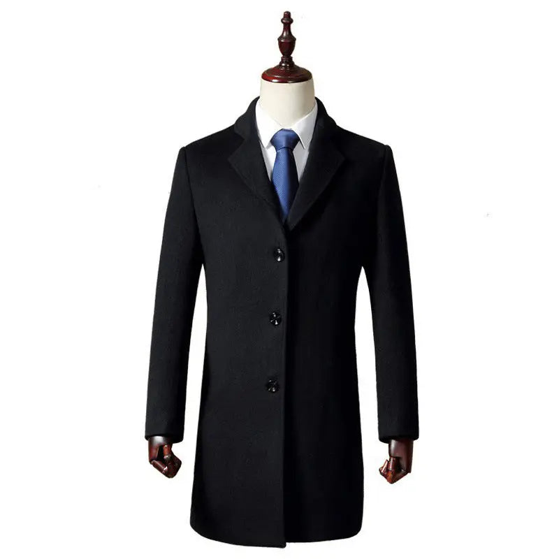 Woolen Coat Mid-length Slim Trench Coat - Old Money Classic