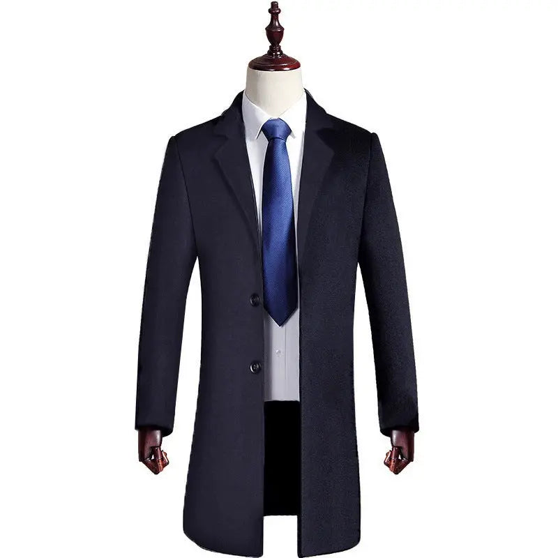 Woolen Coat Mid-length Slim Trench Coat - Old Money Classic