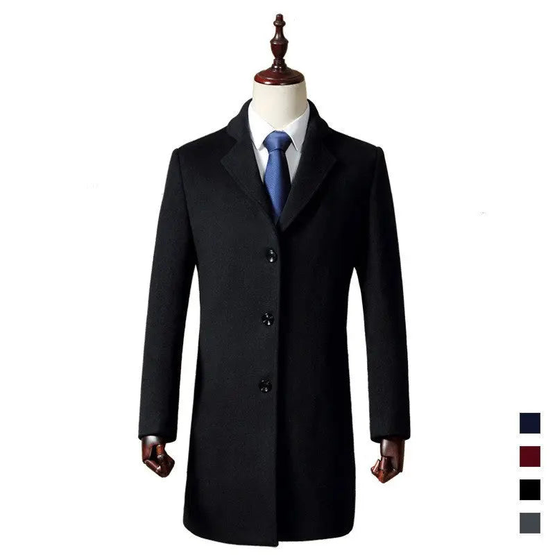 Woolen Coat Mid-length Slim Trench Coat - Old Money Classic