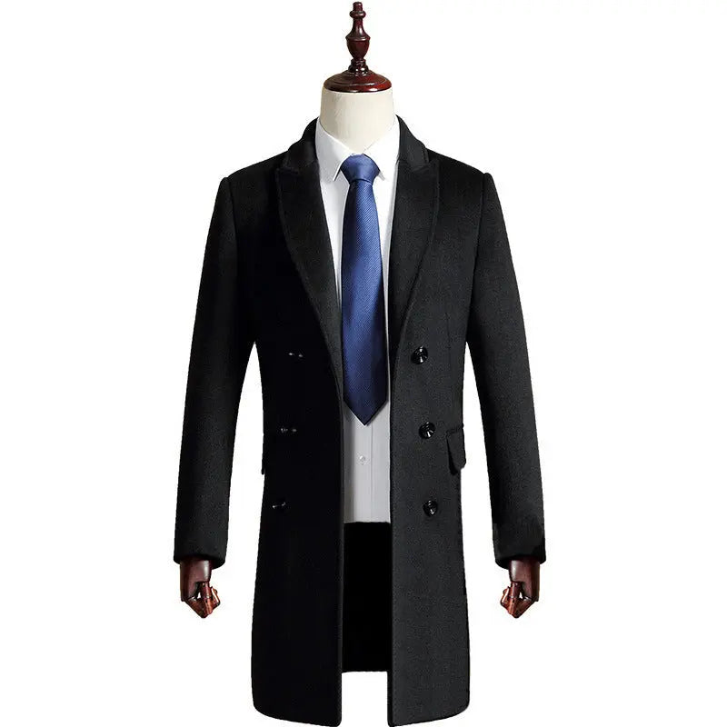 Woolen Coat Mid-length Slim Trench Coat - Old Money Classic