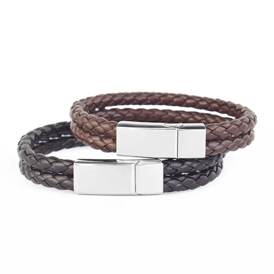 Woven Leather Bracelet - Old Money Classic