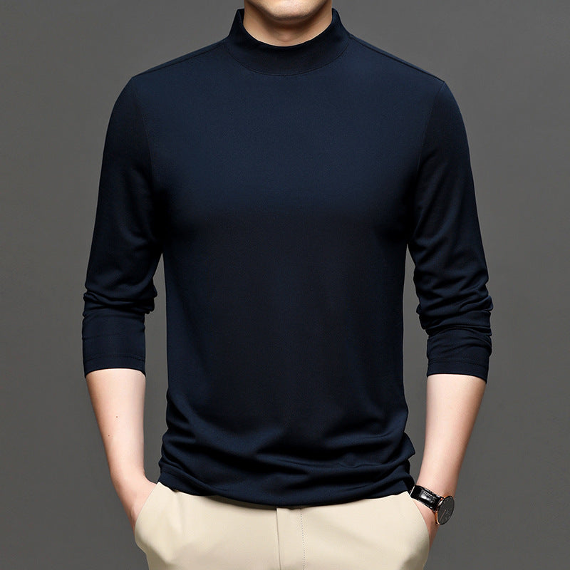 Half-high Collar Long Sleeves T-shirt Men's Undershirt Old Money Classic