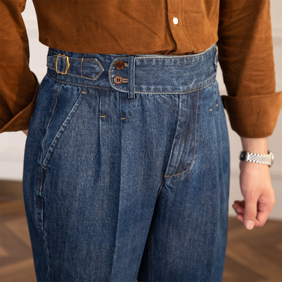 Vintage High-waisted Straight Leg Jeans For Men Old Money Classic