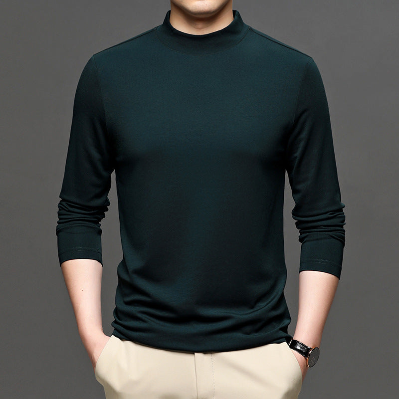 Half-high Collar Long Sleeves T-shirt Men's Undershirt Old Money Classic