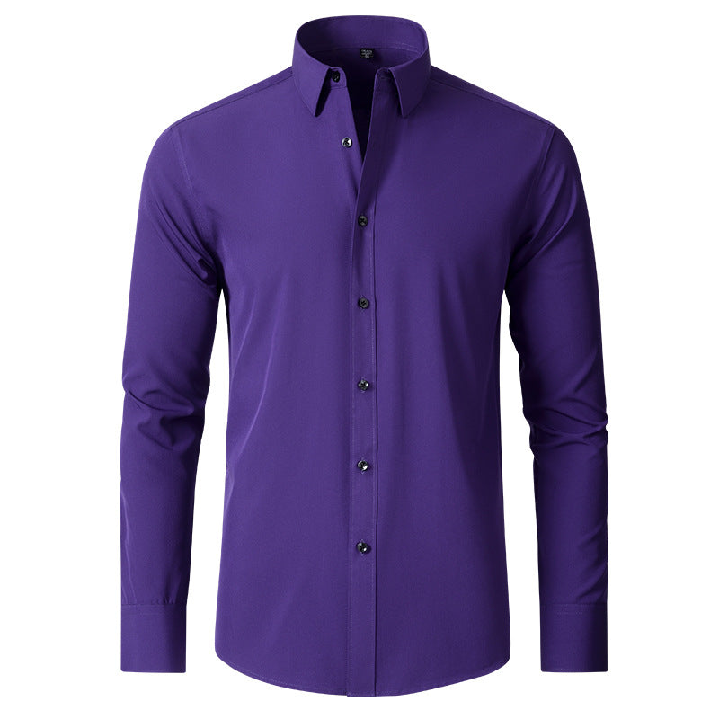 Full Elastic Force Shirt Men's Non-ironing Anti-wrinkle Simple Business Thin Shirt Men - Old Money Classic