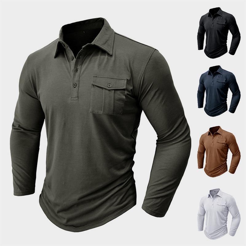 Men's Polyester Consul Solid Color Long Sleeve Bottoming Shirt - Old Money Classic